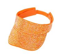 WAZHAKU Gorra con visera de estrás para mujer, ajustable, sombrero de sol, gorra de béisbol, gorra de verano, protección solar, gorra de tenis, visera de playa con sombrero para el sol, O Orange