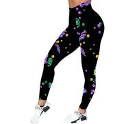 WAZHAKU Neon Leggings für Damen Strumpfhose Bunte Print Sanft Hohe Taille Lang 80er Jahre Karneval Party Mädchen 60 den Karneval Yoga Fitnesshose Damen elastische Leggings Strumpfhose für Frauen, R