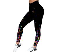 WAZHAKU Neon Leggings für Damen Strumpfhose Bunte Print Sanft Hohe Taille Lang 80er Jahre Karneval Party Mädchen 60 den Karneval Yoga Fitnesshose Damen elastische Leggings Strumpfhose für Frauen, R