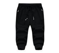 WAZHAKU Pantalones cortos para hombre 3/4 pantalones de chándal holgados para el tiempo libre, pantalones deportivos de verano, cómodos, transpirables, para gimnasio, correr, pantalones de