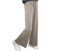 WAZHAKU Pantalones de mujer de cintura alta, pantalones anchos con cordón ajustable, elegantes, holgados, pantalones palazzo para primavera, pantalones de chándal para dormir, cómodos pantalones de