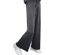 WAZHAKU Pantalones de mujer de cintura alta, pantalones anchos con cordón ajustable, elegantes, holgados, pantalones palazzo para primavera, pantalones de chándal para dormir, cómodos pantalones de
