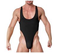 WAZHAKU Ropa interior para hombre Borat Mankini Sexy Mankini Hombre Body Ropa Interior Body Hombre Camiseta Interior Body Body Bikini Slips Disfraz Lucha Singlet Body Body, Negro , XXL
