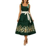 WAZHAKU Vestido de ocio para mujer, Oktoberfest, traje regional, vestido de carne, festival, estilo cerveza, Oktoberfest, carnaval, cosplay, vestido con cinturón en francés, P verde., XXXXL