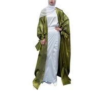 WAZHAKU Vestidos musulmanes para mujer largo de oración de gasa vestido abierto Abaya Dubai Turquía Islam Kaftan Ramadán Eid Mubarak Robe con hijab Color sólido Ropa de oración Oriente Medio Árabe