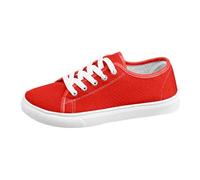 WAZHAKU Zapatillas deportivas unisex de piel blanca con cordones blancas, zapatillas informales, ligeras, cómodas, zapatillas deportivas clásicas, con plataforma, para caminar, O rojo., 39 EU
