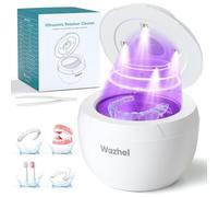 Wazhel Máquina limpiadora de retenedores ultrasónicos, 45 kHz, cápsula de limpieza dental para prótesis, protector bucal nocturno, alineador, aparatos ortopédicos, cabezal de cepillo de dientes