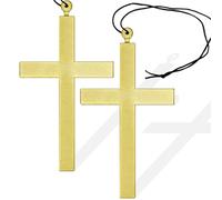 waziwe Collar XXL de cruz dorada de 24 cm, accesorio para disfraz, collar grande para Halloween, carnaval, fiestas temáticas, XXL