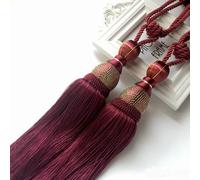 WAZUBC 2 Piezas Alzapaños de Cortina con Borlas, 70cm Cuerda Tejida a Mano Estilo Vintage Cuerda Trenzada Hecha a Mano (Rojo)