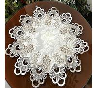 WAZUBC Mantel redondo de encaje, mantel bordado floral vintage, mantel individual de flores de encaje bordado para mesa de comedor, mesa de café, mesa de libros, mesa de almacenamiento (40 cm)