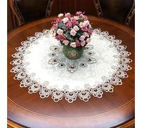 WAZUBC Mantel redondo de encaje, mantel bordado floral vintage, mantel individual de flores de encaje bordado para mesa de comedor, mesa de café, mesa de libros, mesa de almacenamiento (85 cm)