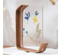WAZUBC Marco de Madera para Herbario, Marco de Madera Acrílica para Flores Prensadas Hojas Secas Mesa de Escritorio Decoración de Pared Acrílico de Doble Cara (14 x 21 cm, nogal negro)