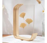 WAZUBC Marco de Madera para Herbario, Marco de Madera Acrílica para Flores Prensadas Hojas Secas Mesa de Escritorio Decoración de Pared Acrílico de Doble Cara (10 x 15 cm, color madera)