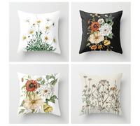 Wazylphin Funda Almohada Blanca Beige Negro Funda de Almohada Algodón Lino Cojines Cama Transpirabilidad Fundas Cojines Sofa con Cremallera Oculta Cushion Covers Duradero Lavable 45x45cm/4 Pcs