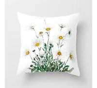 Wazylphin Funda Almohada Hierba Verde Blanca Funda de Almohada Algodón Lino Cojines Cama Transpirabilidad Fundas Cojines Sofa con Cremallera Oculta Cushion Covers Duradero Lavable 45x45cm/1 Pcs