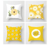 Wazylphin Funda Almohada Limón Amarillo Verde Funda de Almohada Algodón Lino Cojines Sofa Transpirabilidad Fundas Cojines 45x45 con Cremallera Oculta Fundas Cojines Sofa Duradero Cushion Covers 4 Pcs