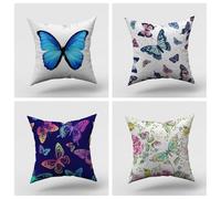 Wazylphin Funda Cojin 60x60 Púrpura Azul Verde Funda Almohada Algodón Lino Fundas Cojines 60x60 Transpirabilidad Cojines Sofa con Cremallera Oculta Duradero Cushion Covers Fundas Cojin4 Pcs