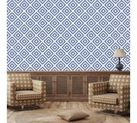 Wazylphin Papel Pintado Autoadhesivo Geometría Azul Blanca Papel Pintado Pared No Tejidos Vinilo Pared Autoadhesivo Pegatinas Decorativas Fácil De Quitar Vinilos Decorativos 45x300cm/1 roll
