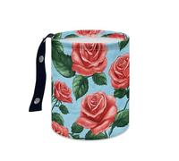 Wazylphin Papelera Coche Flor Azul Verde Accesorios Coche Plegable Papelera Baño Universal Cubo de Basura Cocina Basurero Cocina Prueba de Fugas Car Trash Bin Contenedor Basura 15x18.5cm/1 Pcs