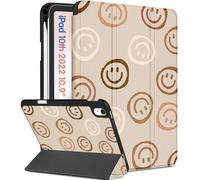 Wazzasoft Funda para Apple iPad de 10ª generación de 10.9 pulgadas, bonita funda tipo libro para mujeres y niñas, diseño de sonrisa, soporte para lápices, funda de apagado y encendido automático para