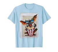 WB 100: Gremlins Popcorn Time with Stripe and Gizmo Camiseta, Hombre, Azul Bebé, L