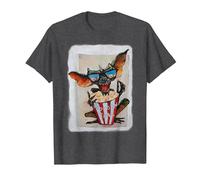 WB 100: Gremlins Popcorn Time with Stripe and Gizmo Camiseta, Hombre, Jaspeado Oscuro, 6XL