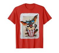 WB 100: Gremlins Popcorn Time with Stripe and Gizmo Camiseta, Hombre, Rojo, XL