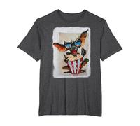 WB 100: Gremlins Popcorn Time with Stripe and Gizmo Camiseta, Hombre Tallas Grandes, Jaspeado Oscuro, 3X Alto