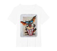 WB 100: Gremlins Popcorn Time with Stripe and Gizmo Camiseta, Mujer Tallas Grandes, Blanco, 4XL Grande