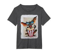 WB 100: Gremlins Popcorn Time with Stripe and Gizmo Camiseta, Mujer Tallas Grandes, Jaspeado Oscuro, 2XL Grande