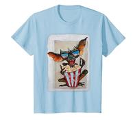 WB 100: Gremlins Popcorn Time with Stripe and Gizmo Camiseta, Niños, Azul Bebé, 2 años