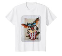 WB 100: Gremlins Popcorn Time with Stripe and Gizmo Camiseta, Niños, Blanco, 4 años
