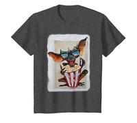 WB 100: Gremlins Popcorn Time with Stripe and Gizmo Camiseta, Niños, Jaspeado Oscuro, 2 años