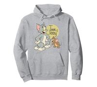 WB 100: Tom and Jerry Distressed Poster Sudadera con Capucha, Unisex para Adultos, Gris Jaspeado, XXL