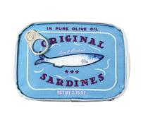 WBANGIAO Neceser de maquillaje con forma de sardinas enlatadas, bolsa organizadora de maquillaje de viaje para cuidado personal, aprox. 15,5 x 11 x 4,5 cm, azul