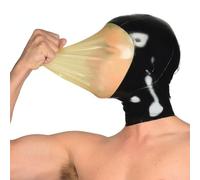 WBAODAN Capucha de látex para adultos totalmente cerrada con cremallera trasera adecuada para juegos de rol de fiesta de Halloween (tamaño: XL-70 cm)