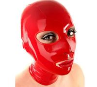 WBAODAN Rojo Máscara de Látex para Capucha de Goma con Cremallera Trasera para Pareja Juego Oscuro Juegos(Size:M-65CM)
