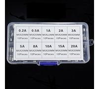 WBBAYDRFR Fusible 5x20mm de Tubo Vidrio soplado rápido Juegos Surtidos, Fusibles Vidrio 82pcs / 100pcs 250pcs 1A-20A(82pcs Box)