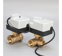 WBBAYDRFR Válvula de Bola motorizada latón 3 vías AC220 DN15 G1/2 a DN40 G1-1/2, Cables, con Motor actuador eléctrico y función Interruptor Manual(DN25)