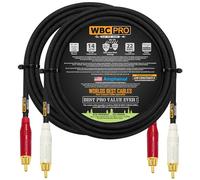 WBC-PRO-LOCAP - Par de cables RCA de 2,5 metros - WBC-PRO-LOCAP de baja capacitancia (14 pF/pies) 22 AWG ultra silencioso audiófilo y cable de interconexión de audio de grado profesional con