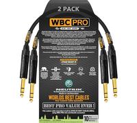 WBC-PRO-Quad - 2 unidades - Cable Star-Quad ultra silencioso, ultra flexible, equilibrado Star-Quad con conectores Neutrik NP3X-B de 6,35 mm para teléfono estéreo TRS rectos dorados y cubierta de
