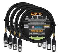 WBC-PRO-Quad - 4 unidades - Cable Star-Quad ultra silencioso ultra flexible equilibrado Star-Quad con conectores XLR macho y hembra Amphenol y cubierta de tweed negro