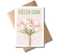 WBdesignz Bonita tarjeta de agradecimiento con sobre - con ramo de tulipanes flores - Tarjeta de agradecimiento para amigos y familia - Agradecemos gracias (DIN A6)