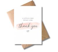 WBdesignz Bonita tarjeta de agradecimiento minimalista con sobre - Big thank you con corazón - cariñosa acuarela - Tarjeta de agradecimiento para amigos, colegas y familia - Gracias despedida decir