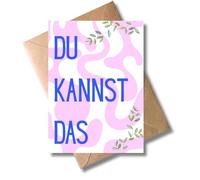 WBdesignz Colorida tarjeta motivacional con sobre - Du kannst das - Tarjeta para animar Mucho éxito para exámenes motivación Mutmacher Neustart - Amigos, Familia y compañeros (DIN A6)