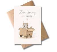 WBdesignz Divertida tarjeta para inauguración de la casa con sobre, para mudanzas, todo lo bueno, tarjeta para amigos, parejas, amantes de los gatos, regalo de inauguración, fiesta, tarjeta de