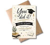 WBdesignz Dulce felicitación para graduarse con sobre - You did it, examen aprobado, ahora comienza un nuevo capítulo - Graduación de la escuela completada Estudios (DIN A6)