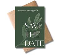 WBdesignz Juego de 10 tarjetas de invitación de boda con sobres, elegantes invitaciones "cause we are saying yes" con diseño de rama de olivo - para planificación de bodas (DIN A6)