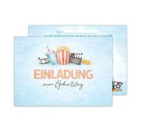 WBdesignz Juego de 12 tarjetas de invitación al cine - invitaciones de cumpleaños para cumpleaños infantiles - noche de cine - invitaciones de cumpleaños para niñas niños - parte trasera para rellenar