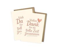 WBdesignz Juego de 2 tarjetas de agradecimiento "Gracias por el gran tiempo juntos" con sobres, tarjetas de despedida con corazón y texto en color rosa, para despedida, cambio de trabajo o como